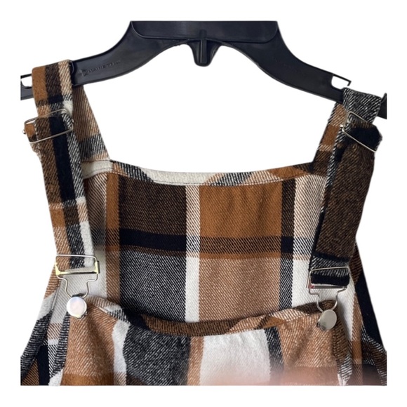 SHEIN Brown Plaid Pinafore Dress - Picture 4 of 6